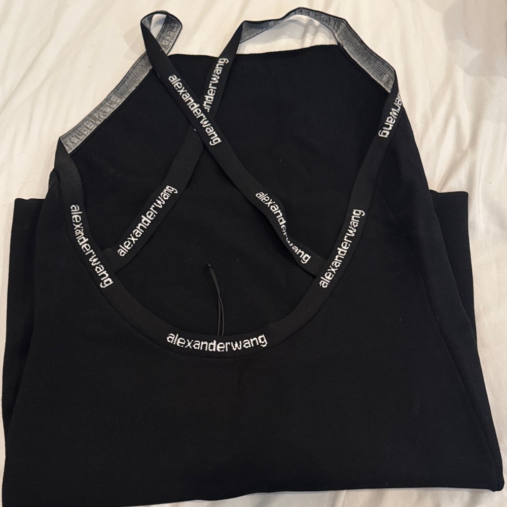 Alexander Wang Black Bralette with Logo Straps